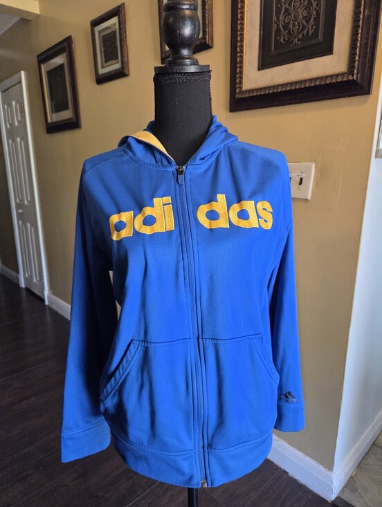 adidas Tops - Adidas BLUE & YELLOW Full ZIP Track Jacket SIZE L (14/16)